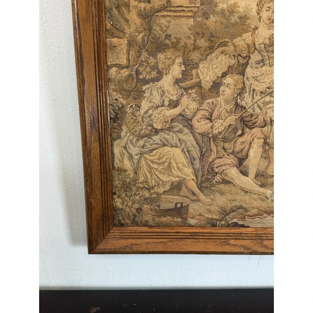 Vintage French‎ Romantic Décor Tapestry Goblins Medieval Art 18/23 Inches